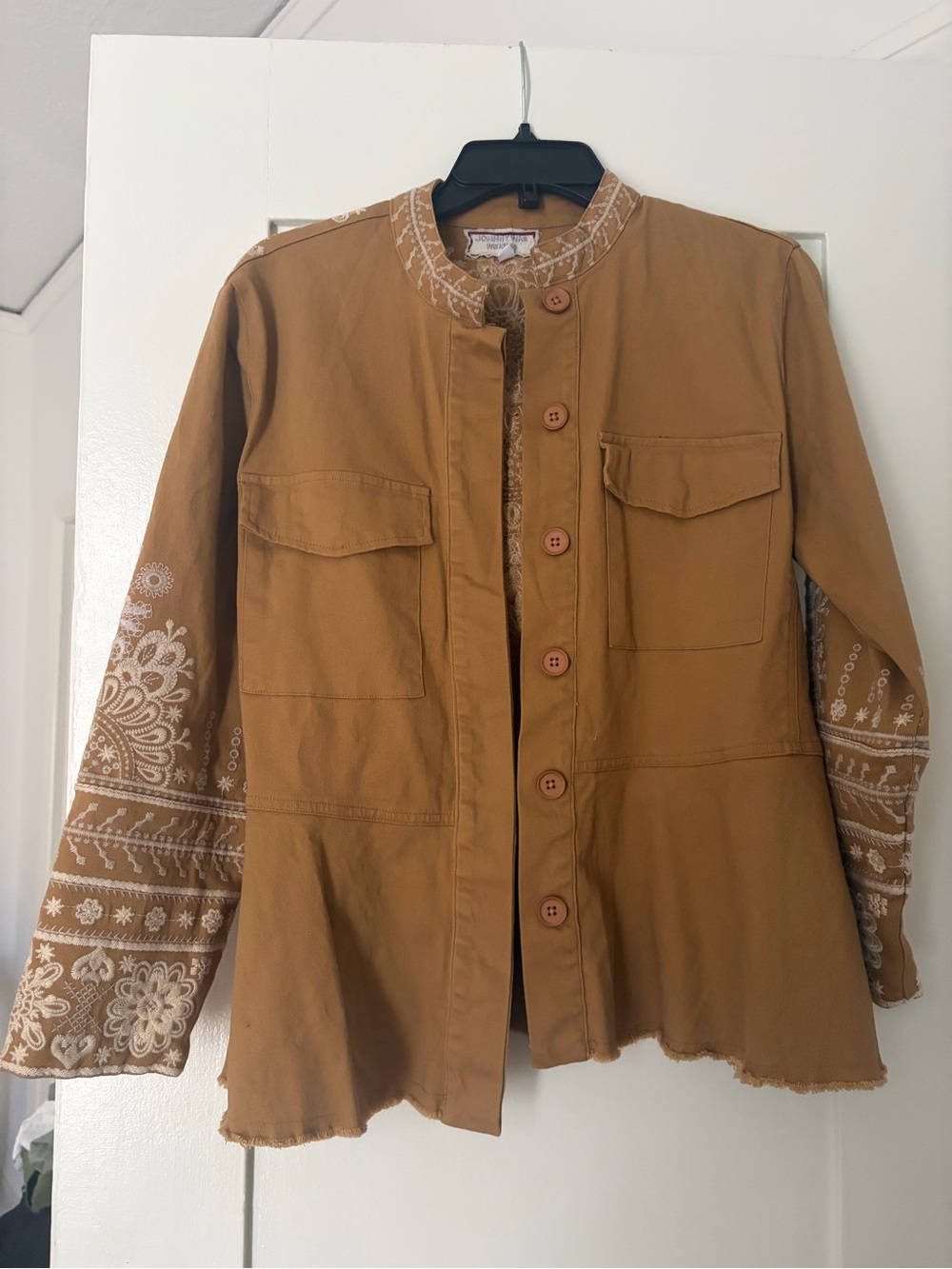 JOHNNY WAS  tan Embroidered Jacket